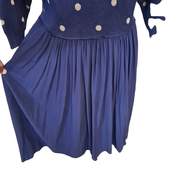 Torrid skater mini challis dress knit navy blue gold polka dot preppy 0X 💖 - Picture 4 of 14